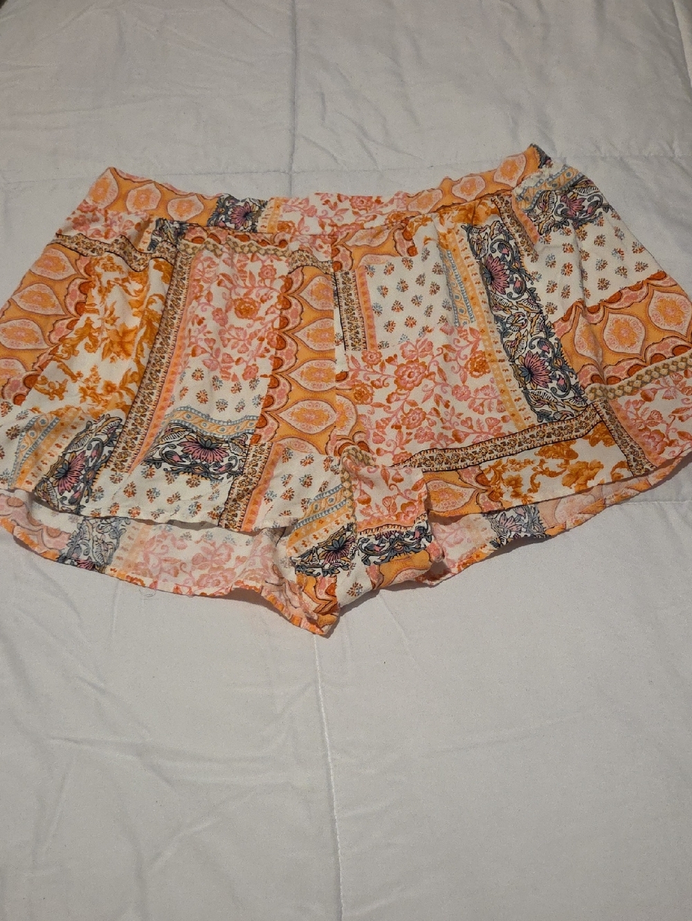 No Boundaries Orange Paisley Patchwork Shorts